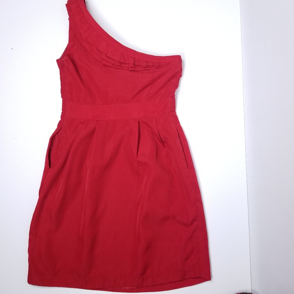 The Limited Red One Shoulder Ruffle Dress 2 - Picture 6 of 11